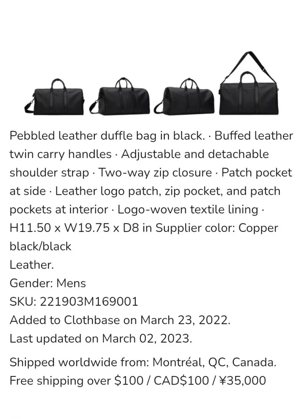 Coach Gotham Black Leather  Duffle Bag